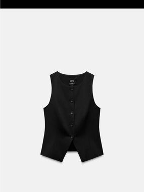 ZARA Black Tailored Button-Front Vest